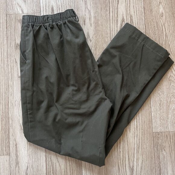 Women's Lands End Olive Green Pants Chino Straight Leg Dress Work - 10 Petite - Picture 2 of 7